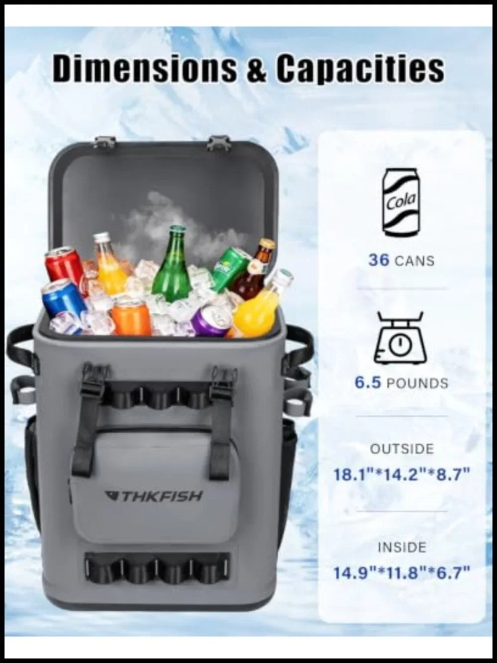 Magnetic Insulated Backpack Cooler for Camping Fishing 36 Can Capacity